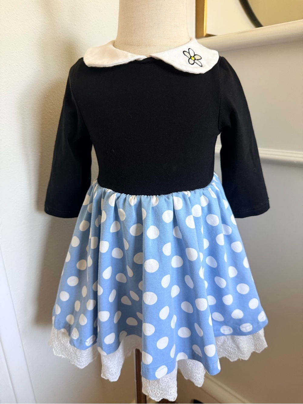 Taylor Joelle Vintage Minnie Mouse Dress Size 2 Blue Polka Dot Disney Jo